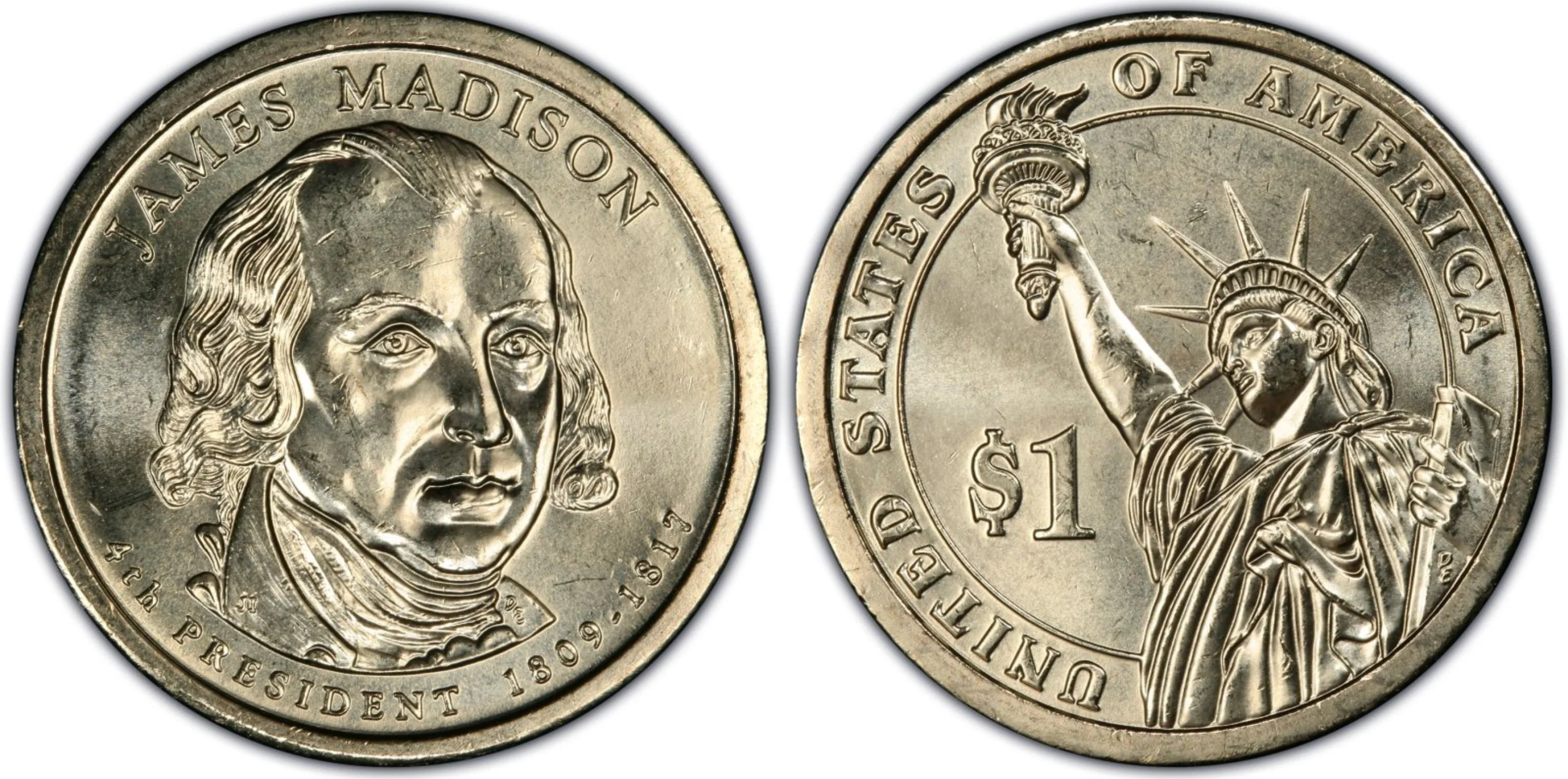 James Madison One Dollar Coin Missing Edge Lettering Error